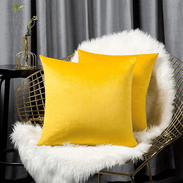 Coussin Velours Jaune